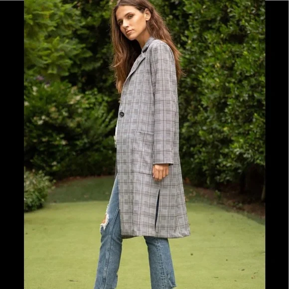 Hem & Thread Plaid Long Blazer Jacket - Picture 8 of 10